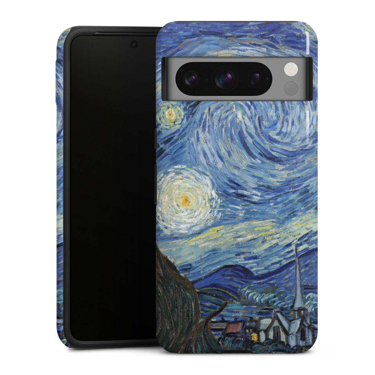 Google Pixel 8 Pro Handy Panzer Handyhülle robuste Outdoor Hülle Schutzhülle glänzend The Starry Night Kunst Vincent Van Gogh Tough Case