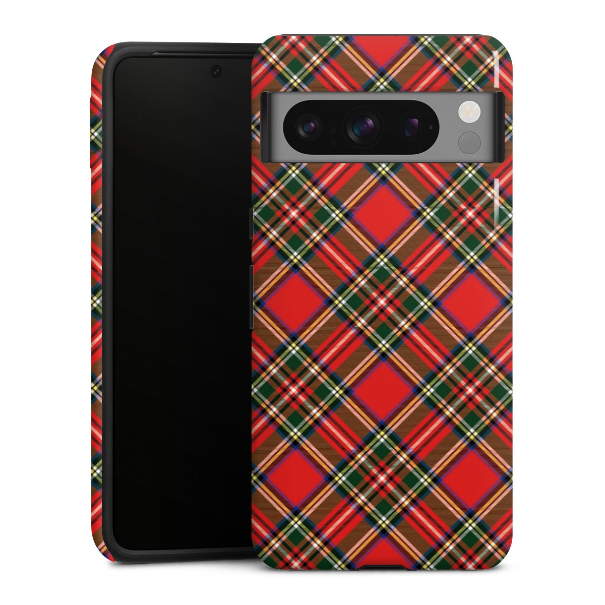 Google Pixel 8 Pro Handy Panzer Handyhülle robuste Outdoor Hülle Schutzhülle glänzend Scotland Scotsman Muster Tough Case