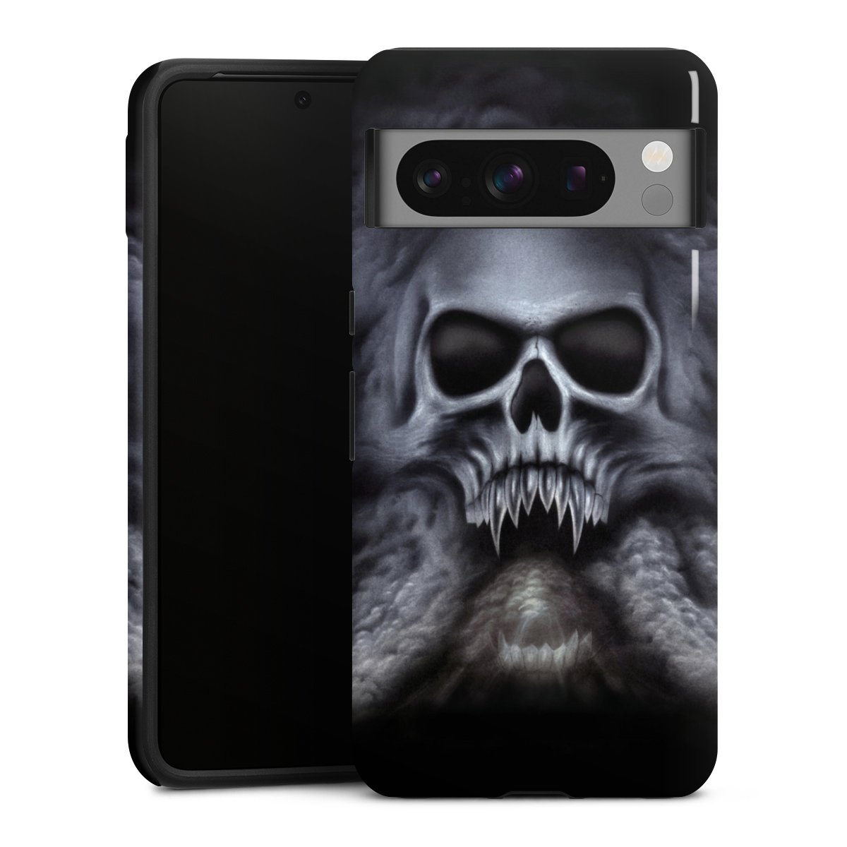 Google Pixel 8 Pro Handy Panzer Handyhülle robuste Outdoor Hülle Schutzhülle glänzend Totenkopf Skull Tough Case