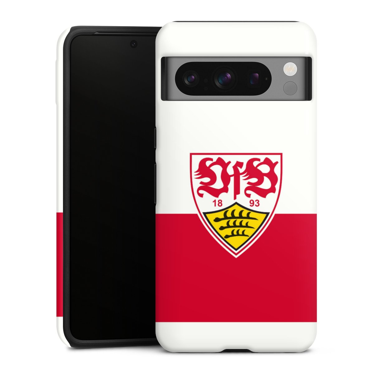 Google Pixel 8 Pro Handy Panzer Handyhülle robuste Outdoor Hülle Schutzhülle glänzend Official Licensed Product Logo Vfb Stuttgart Tough Case