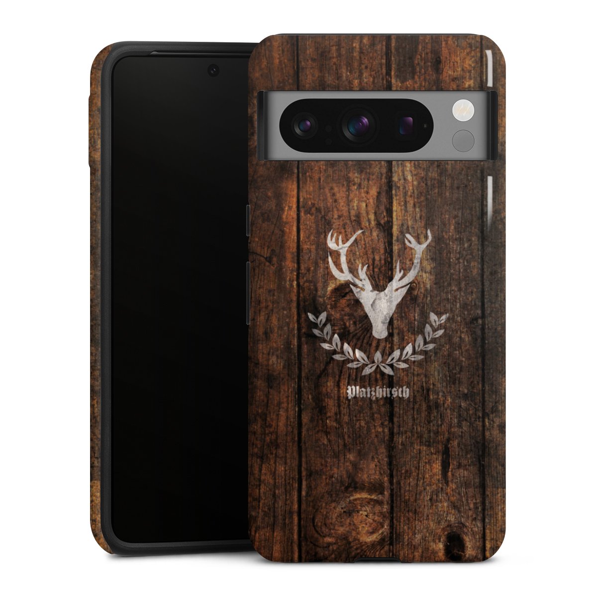 Google Pixel 8 Pro Handy Panzer Handyhülle robuste Outdoor Hülle Schutzhülle glänzend Deer Wood Wooden Look Tough Case