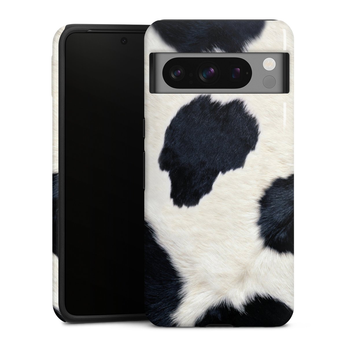 Google Pixel 8 Pro Handy Panzer Handyhülle robuste Outdoor Hülle Schutzhülle glänzend Animal Look Animal Print Cow Skin Tough Case