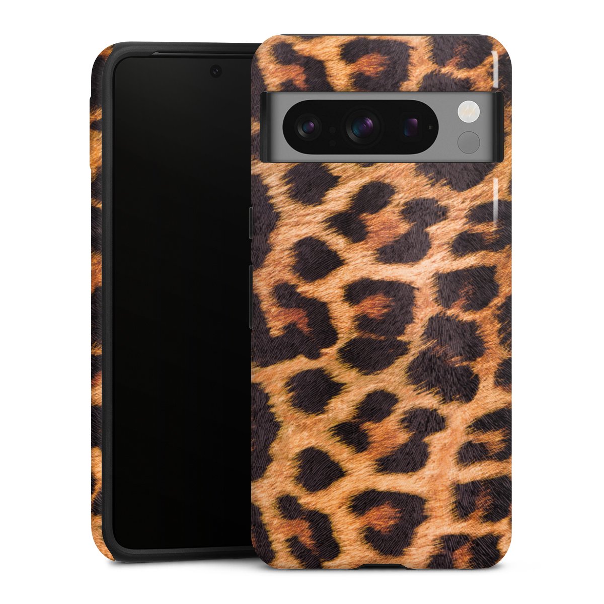 Google Pixel 8 Pro Handy Panzer Handyhülle robuste Outdoor Hülle Schutzhülle glänzend Animal Print Leopard Fur Tough Case