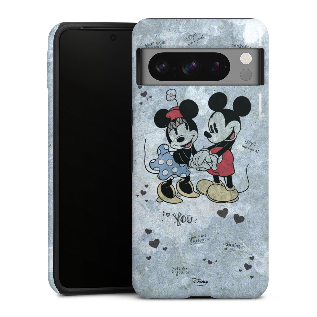 Google Pixel 8 Pro Handy Panzer Handyhülle robuste Outdoor Hülle Schutzhülle glänzend Mickey & Minnie Mouse Vintage Disney Tough Case