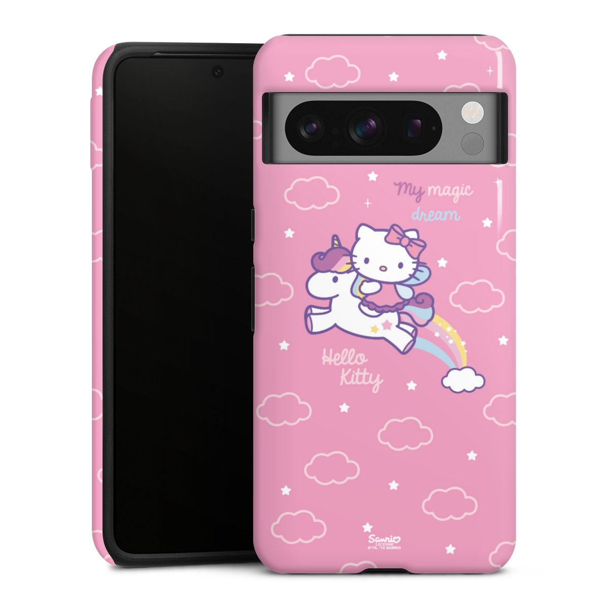 Google Pixel 8 Pro Handy Panzer Handyhülle robuste Outdoor Hülle Schutzhülle glänzend Einhorn Official Licensed Product Hello Kitty Tough Case