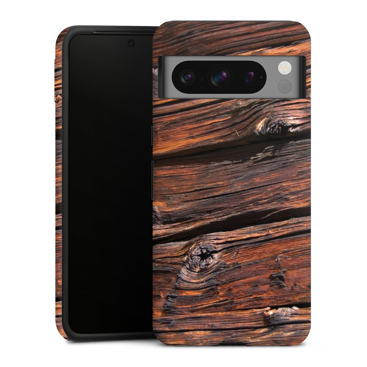 Google Pixel 8 Pro Handy Panzer Handyhülle robuste Outdoor Hülle Schutzhülle matt Beams Wooden Look Wood Tough Case