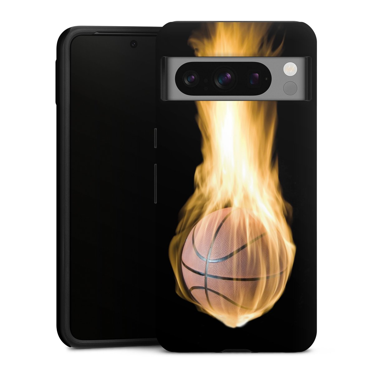 Google Pixel 8 Pro Handy Panzer Handyhülle robuste Outdoor Hülle Schutzhülle matt Basketball Sports Fire Tough Case