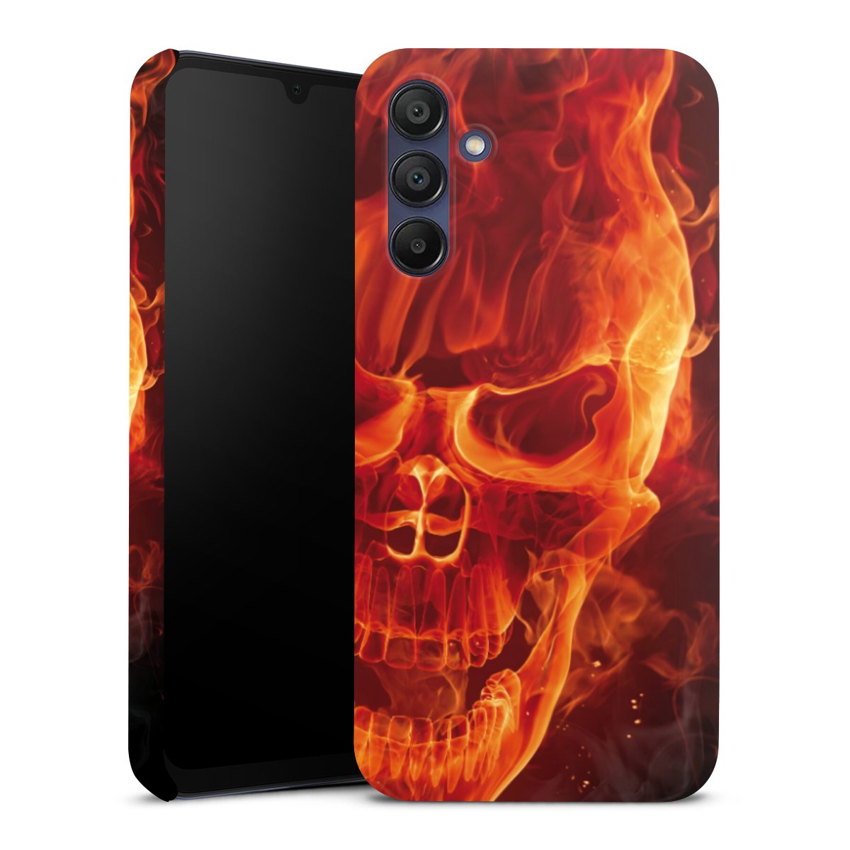 Galaxy A15 5G Handy Premium Case Smartphone Handyhülle Schutzhülle glänzend Totenkopf Skull Fire Premium Case