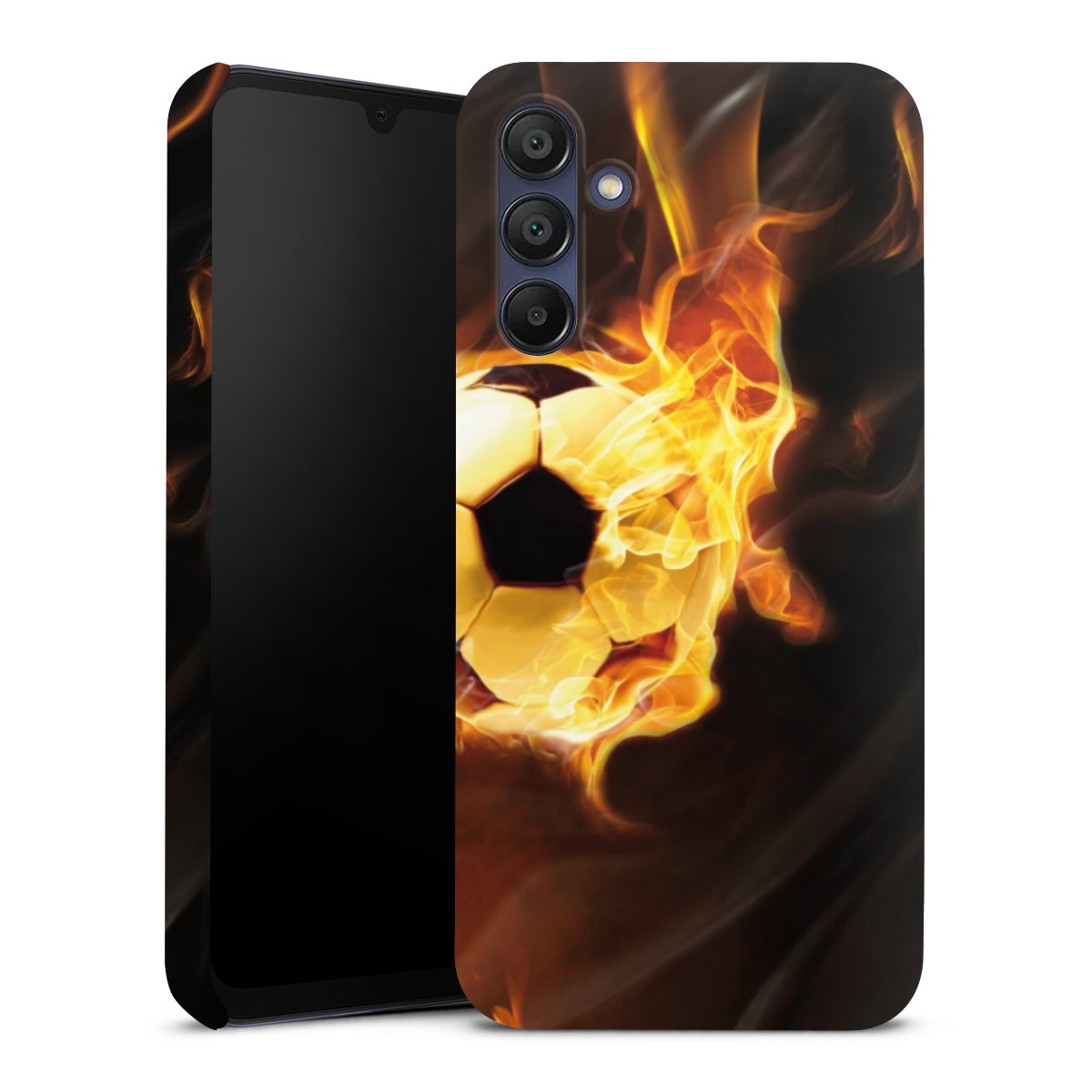 Galaxy A15 5G Handy Premium Case Smartphone Handyhülle Schutzhülle glänzend Ball Fire Soccer Premium Case