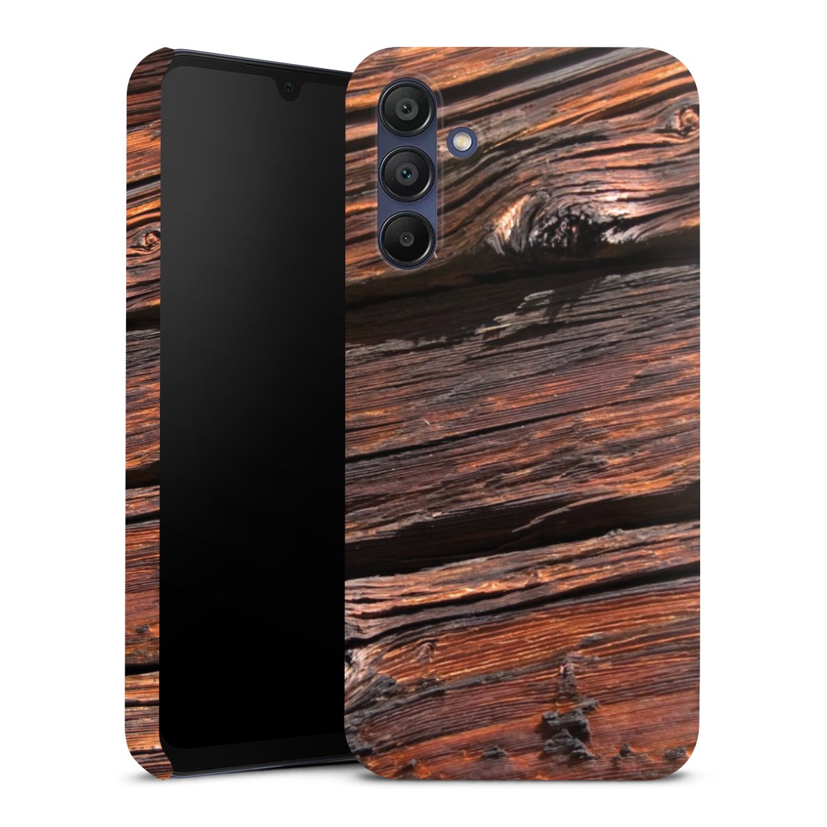 Galaxy A15 5G Handy Premium Case Smartphone Handyhülle Schutzhülle glänzend Beams Wooden Look Wood Premium Case