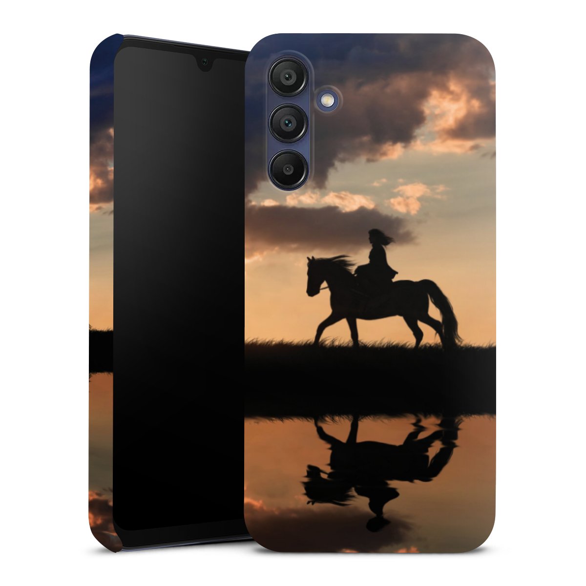 Galaxy A15 5G Handy Premium Case Smartphone Handyhülle Schutzhülle glänzend Horse Sunset Horseback Riding Premium Case