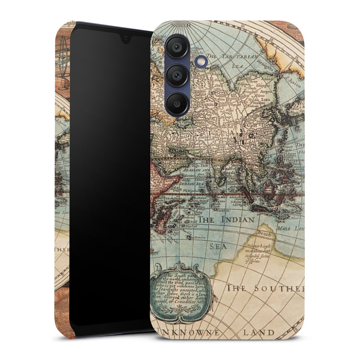 Galaxy A15 5G Handy Premium Case Smartphone Handyhülle Schutzhülle glänzend World Map Vintage Map Premium Case