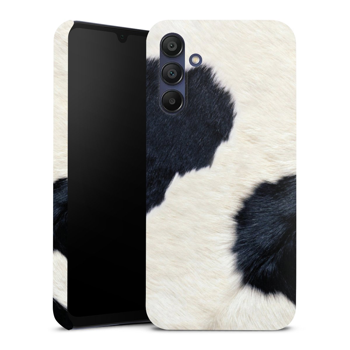 Galaxy A15 5G Handy Premium Case Smartphone Handyhülle Schutzhülle glänzend Animal Look Animal Print Cow Skin Premium Case