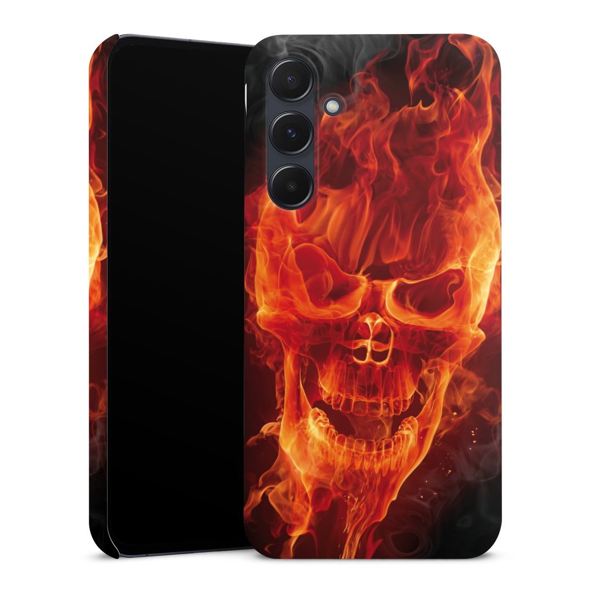 Galaxy A55 5G Handy Premium Case Smartphone Handyhülle Schutzhülle matt Totenkopf Skull Fire Premium Case