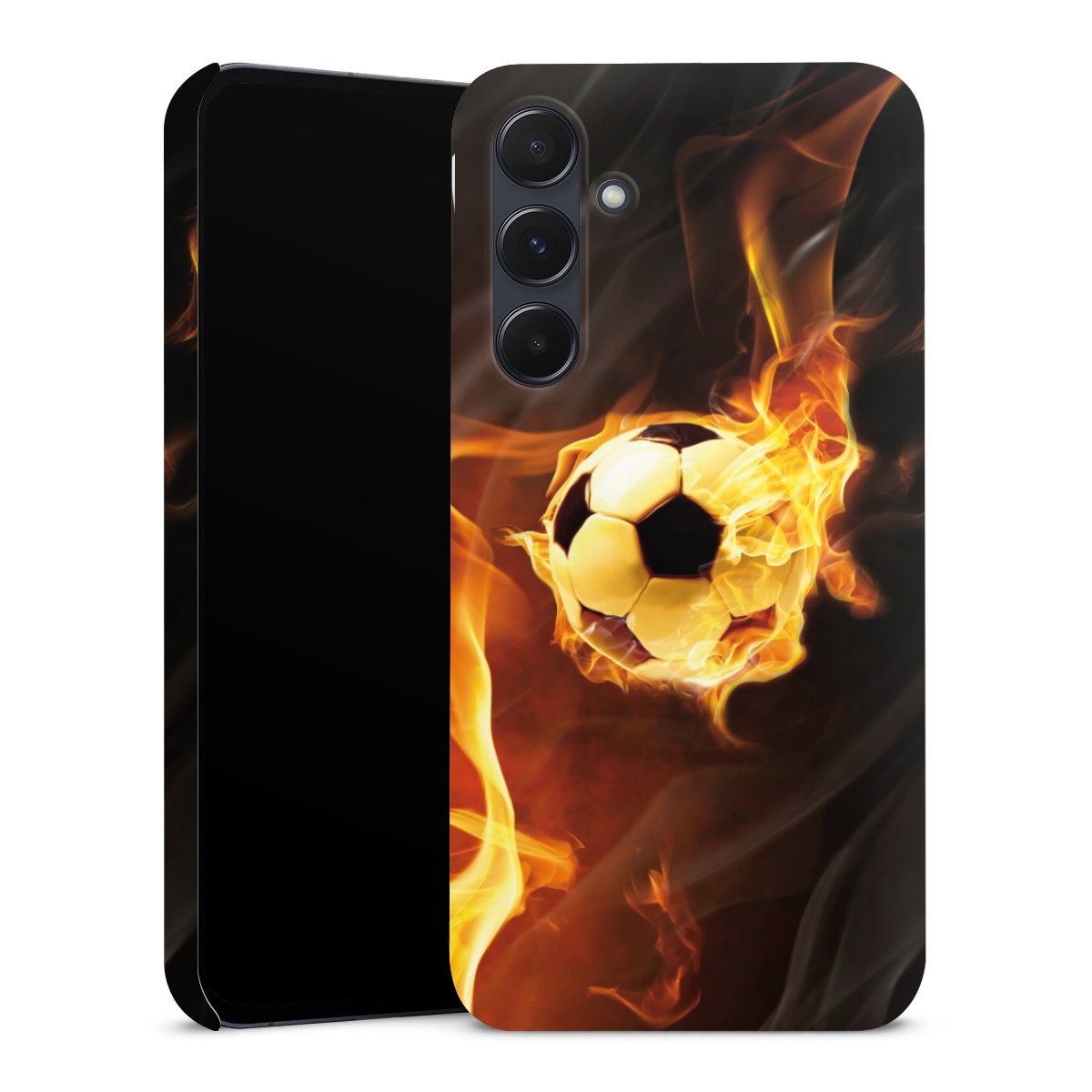 Galaxy A55 5G Handy Premium Case Smartphone Handyhülle Schutzhülle matt Ball Fire Soccer Premium Case