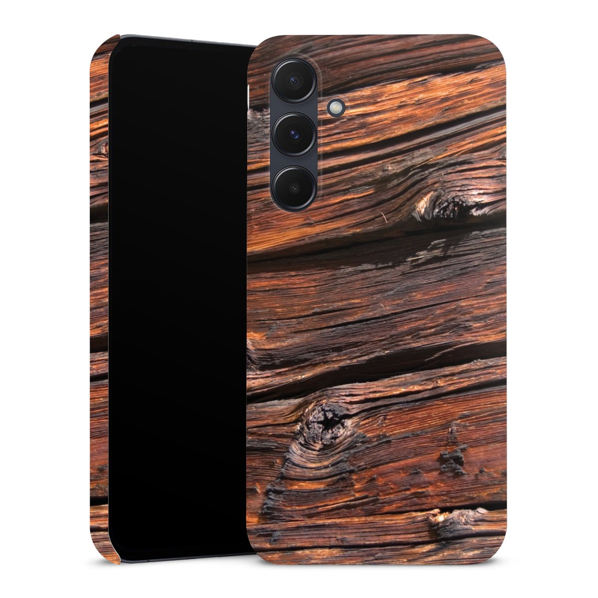 Galaxy A55 5G Handy Premium Case Smartphone Handyhülle Schutzhülle matt Beams Wooden Look Wood Premium Case