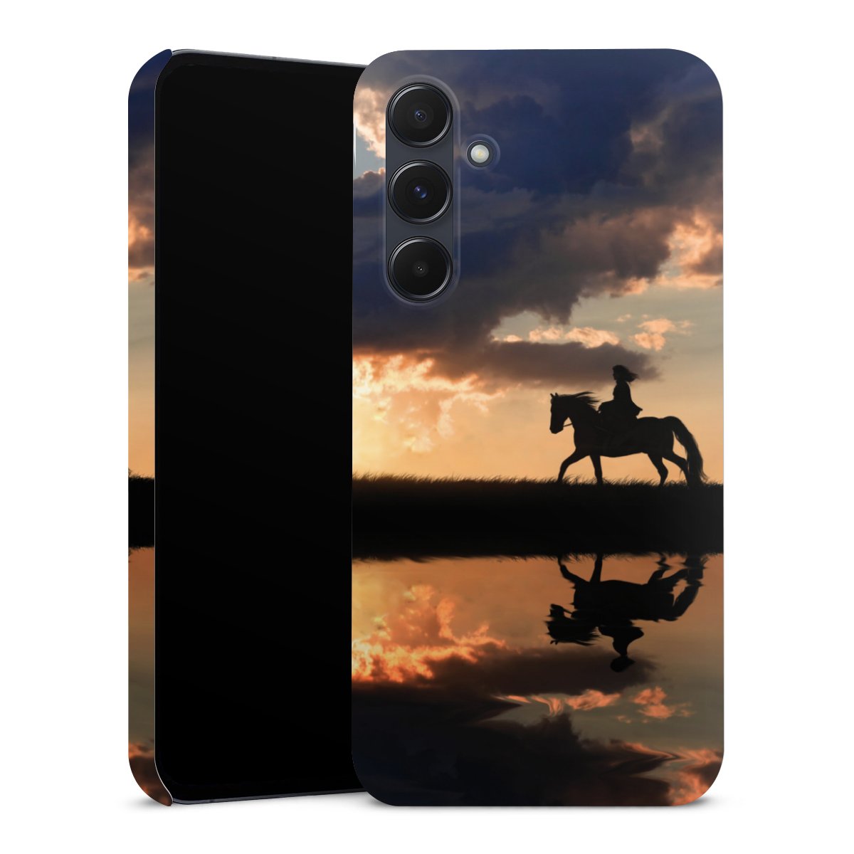 Galaxy A55 5G Handy Premium Case Smartphone Handyhülle Schutzhülle matt Horse Sunset Horseback Riding Premium Case