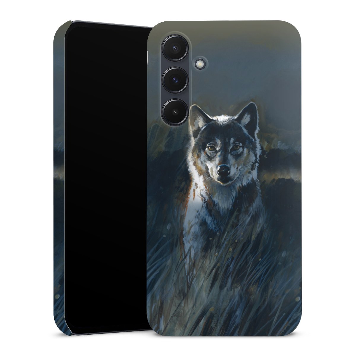 Galaxy A55 5G Handy Premium Case Smartphone Handyhülle Schutzhülle matt Nature Wolf Painting Premium Case