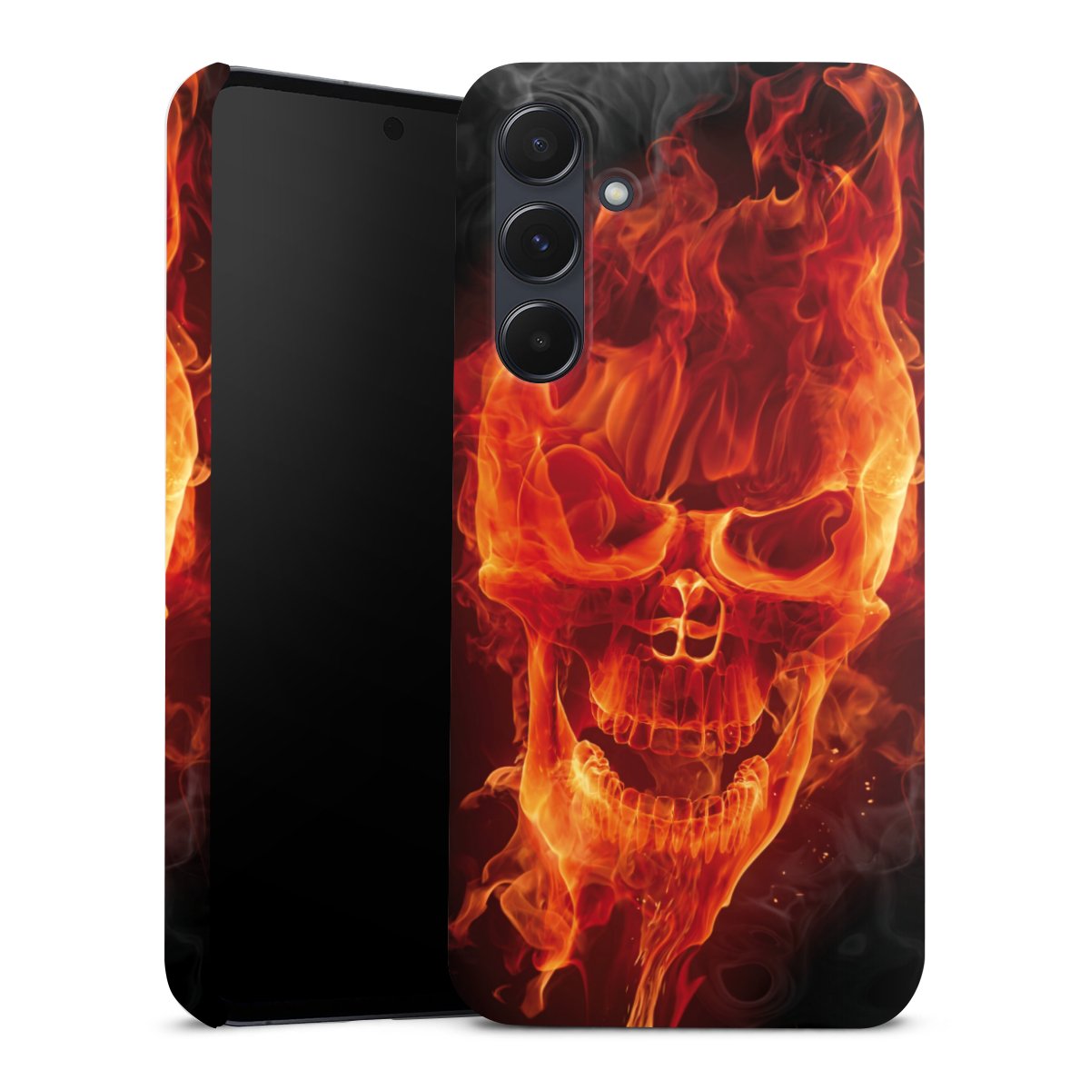 Galaxy A55 5G Handy Premium Case Smartphone Handyhülle Schutzhülle glänzend Totenkopf Skull Fire Premium Case