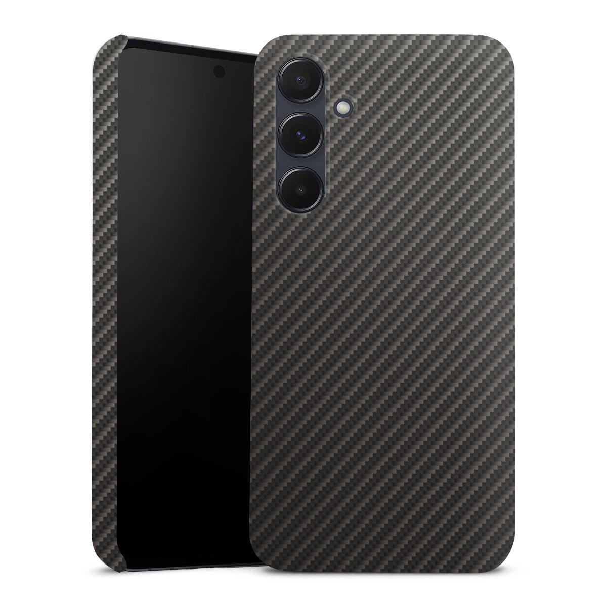 Galaxy A55 5G Handy Premium Case Smartphone Handyhülle Schutzhülle glänzend Metallic Look Carbon Muster Premium Case