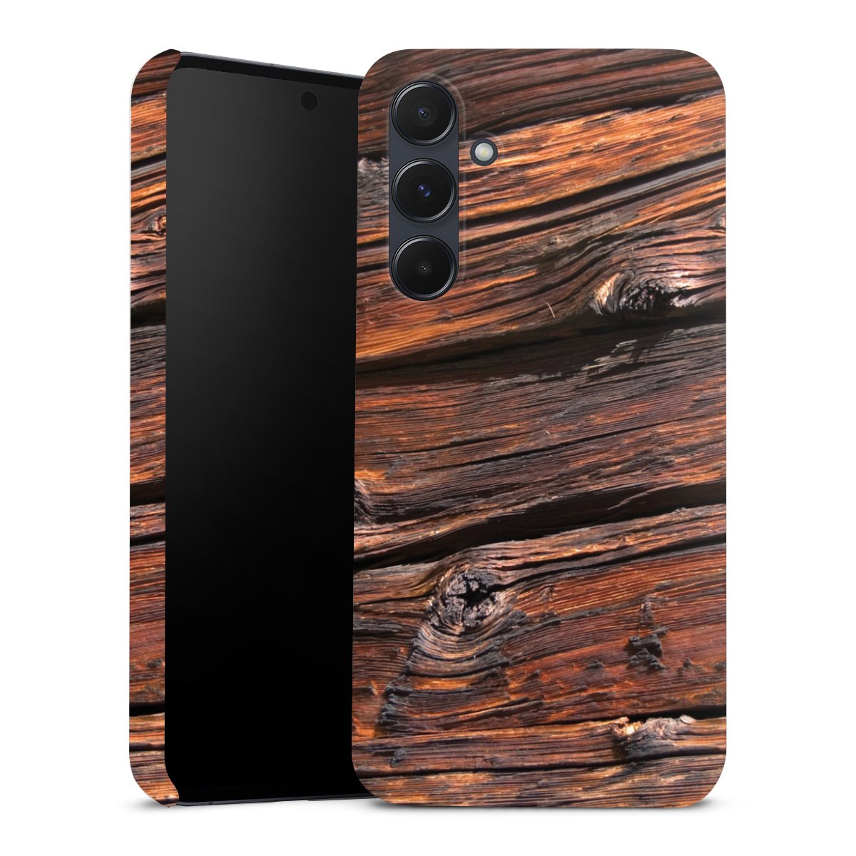 Galaxy A55 5G Handy Premium Case Smartphone Handyhülle Schutzhülle glänzend Beams Wooden Look Wood Premium Case