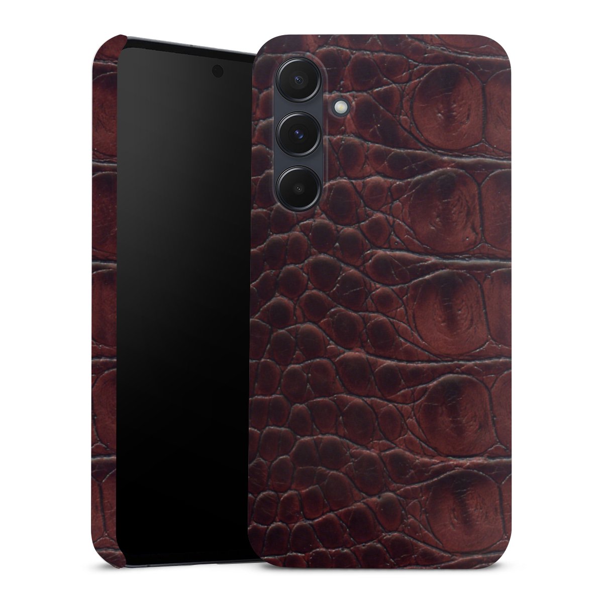 Galaxy A55 5G Handy Premium Case Smartphone Handyhülle Schutzhülle glänzend Crocodile Animal Print Leather Premium Case