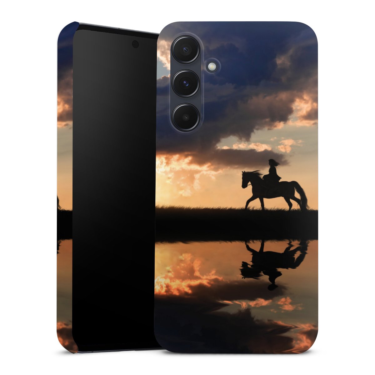 Galaxy A55 5G Handy Premium Case Smartphone Handyhülle Schutzhülle glänzend Horse Sunset Horseback Riding Premium Case