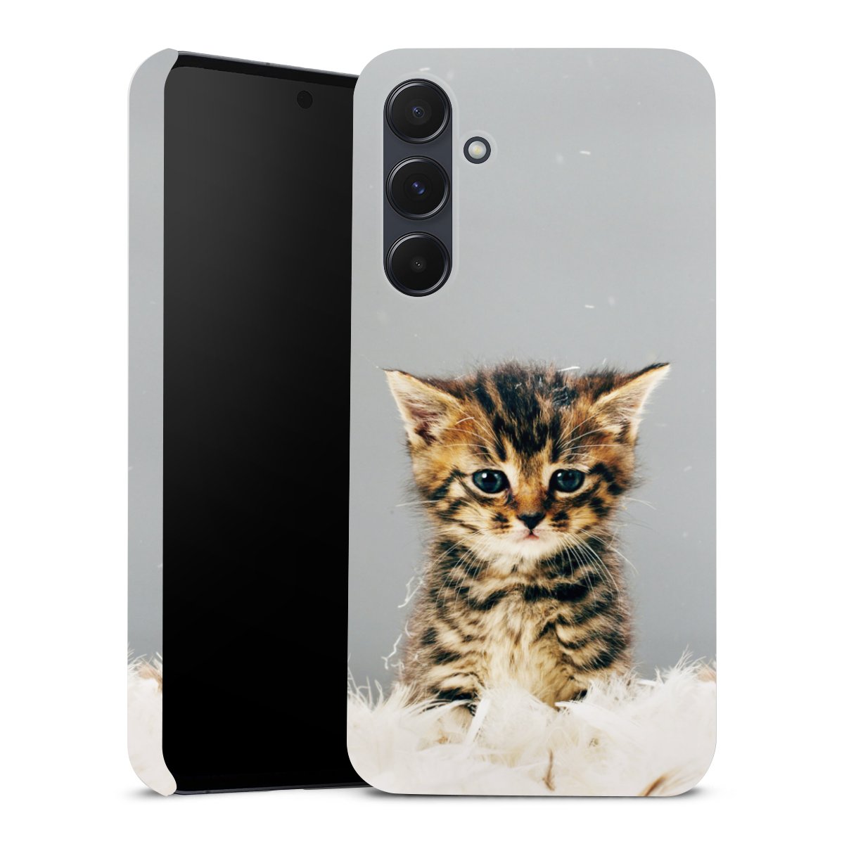 Galaxy A55 5G Handy Premium Case Smartphone Handyhülle Schutzhülle glänzend Cat Feather Pet Premium Case