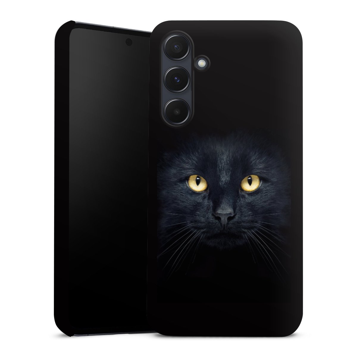 Galaxy A55 5G Handy Premium Case Smartphone Handyhülle Schutzhülle glänzend Eye Cat Black Premium Case