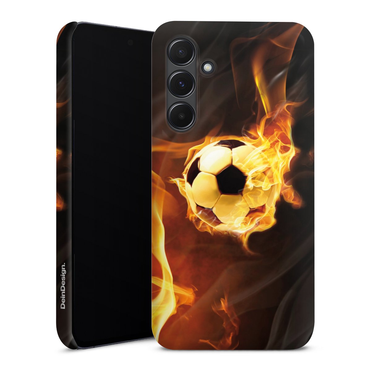 Galaxy A35 5G Handy Premium Case Smartphone Handyhülle Schutzhülle matt Ball Fire Soccer Premium Case