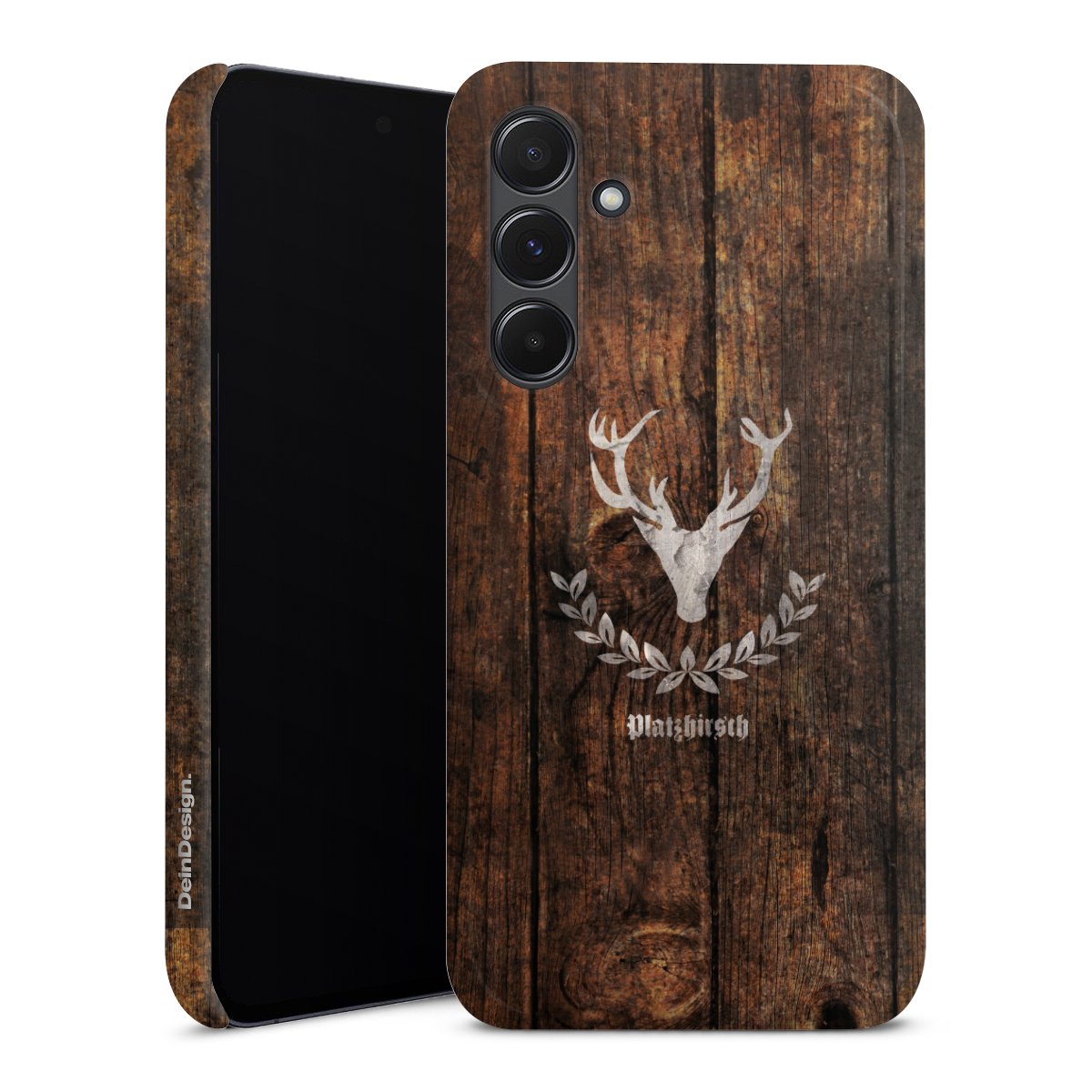 Galaxy A35 5G Handy Premium Case Smartphone Handyhülle Schutzhülle glänzend Deer Wood Wooden Look Premium Case