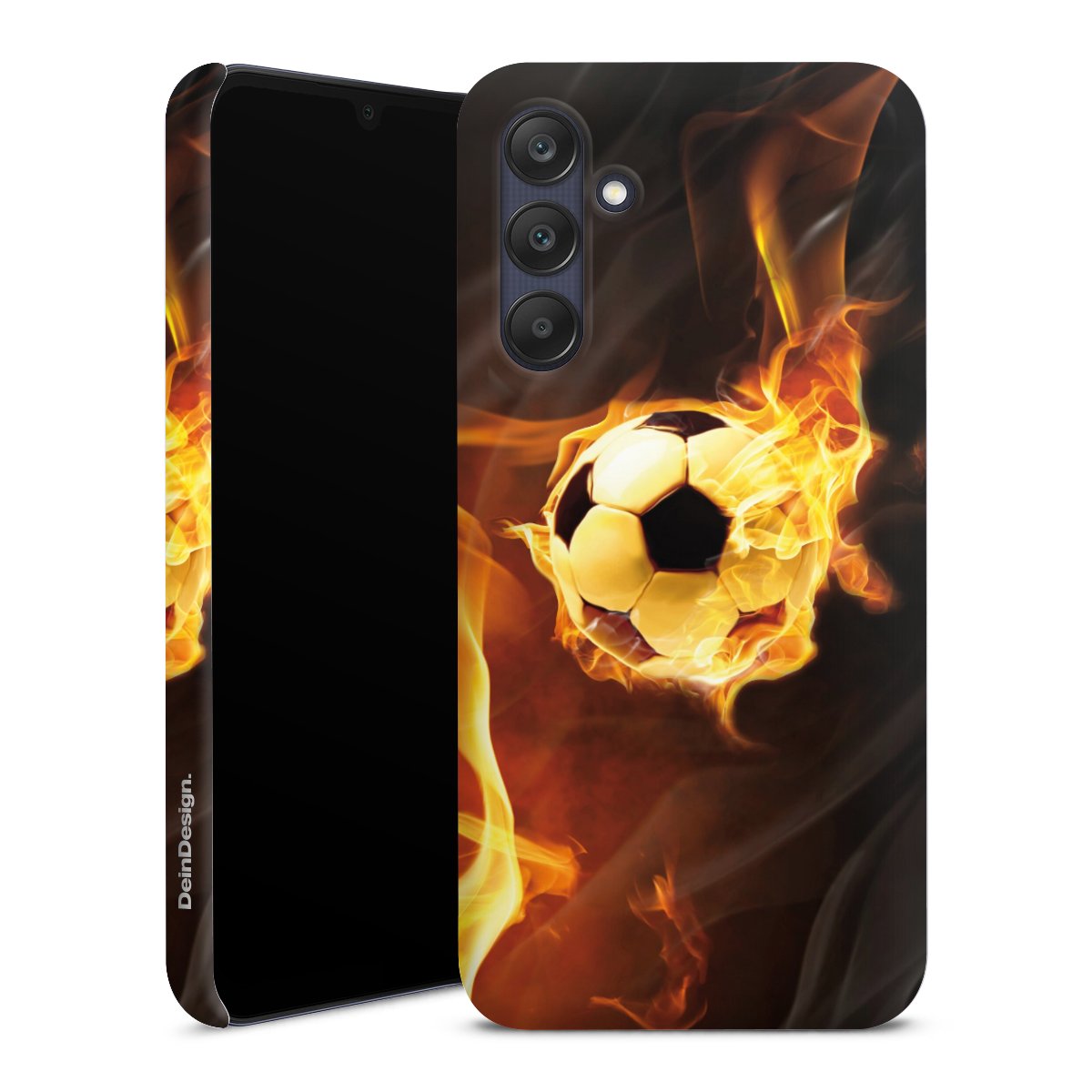 Galaxy A25 5G Handy Premium Case Smartphone Handyhülle Schutzhülle matt Ball Fire Soccer Premium Case