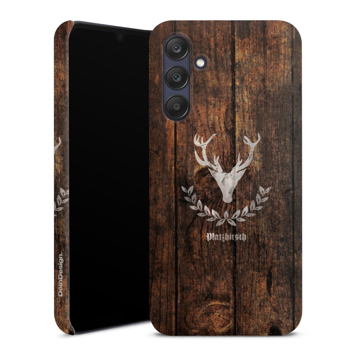 Galaxy A25 5G Handy Premium Case Smartphone Handyhülle Schutzhülle matt Deer Wood Wooden Look Premium Case