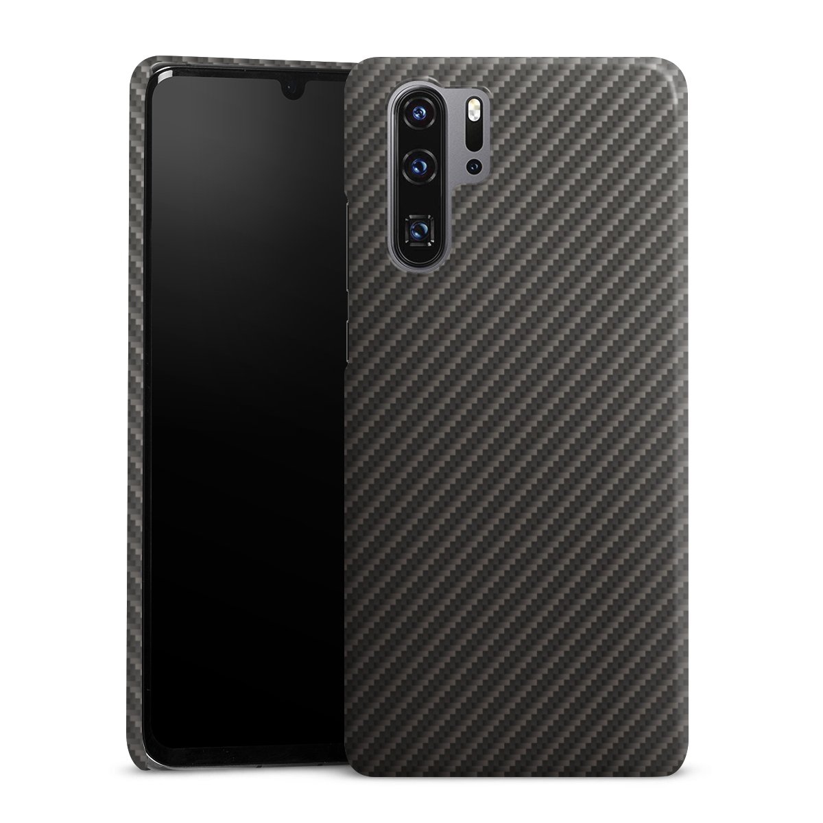 Huawei P30 Pro Handy Premium Case Smartphone Handyhülle Schutzhülle glänzend Metallic Look Carbon Muster Premium Case