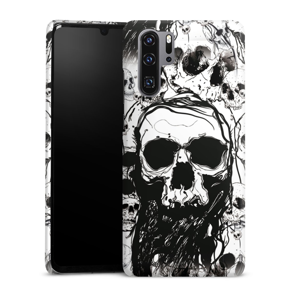 Huawei P30 Pro Handy Premium Case Smartphone Handyhülle Schutzhülle glänzend Totenkopf Halloween Premium Case