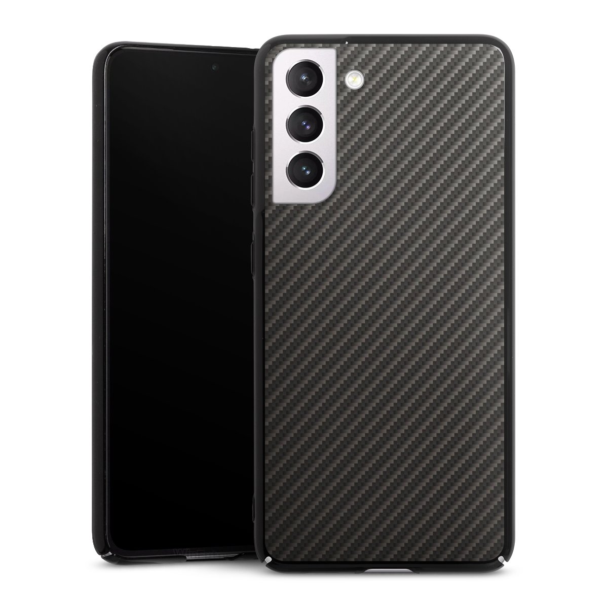 Galaxy S21 FE 5G Handy Hard Case Schutzhülle schwarz Smartphone Backcover Metallic Look Carbon Muster Hard Case