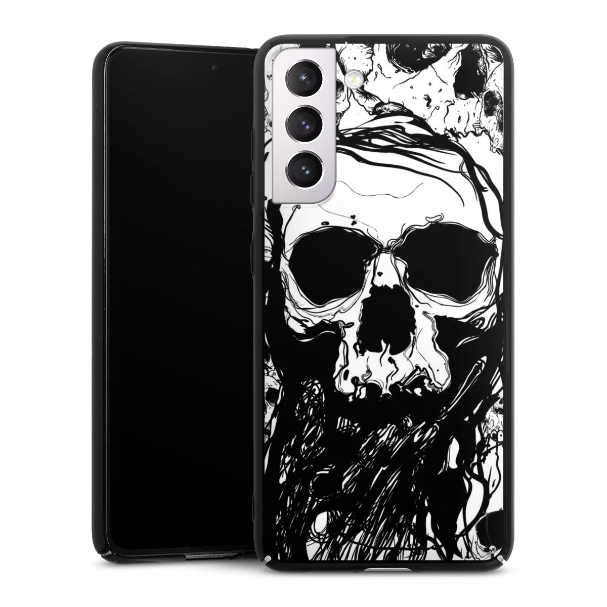 Galaxy S21 FE 5G Handy Hard Case Schutzhülle schwarz Smartphone Backcover Totenkopf Halloween Hard Case