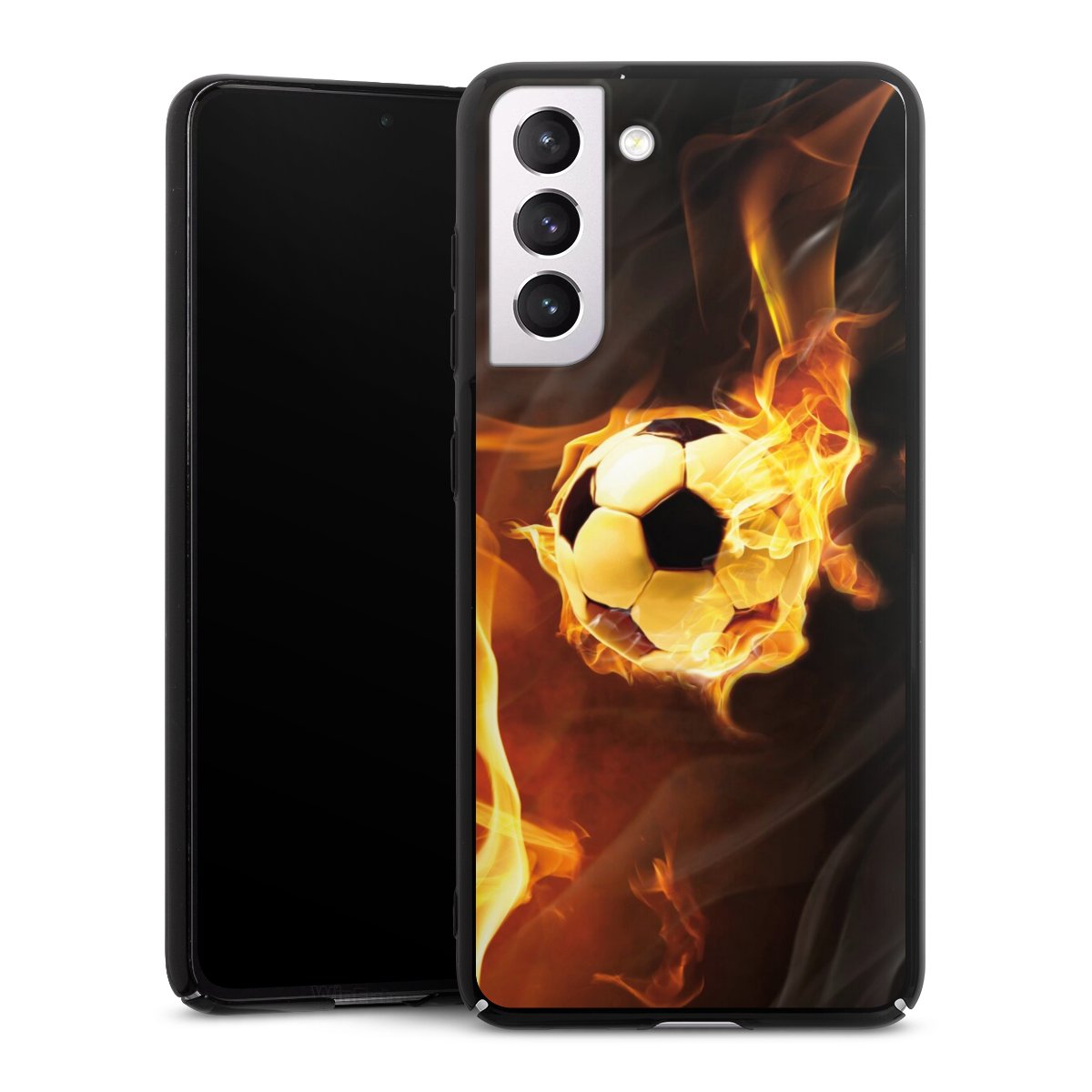 Galaxy S21 FE 5G Handy Hard Case Schutzhülle schwarz Smartphone Backcover Ball Fire Soccer Hard Case