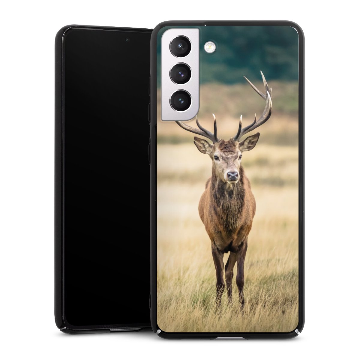 Galaxy S21 FE 5G Handy Hard Case Schutzhülle schwarz Smartphone Backcover Deer Meadow Forrest Hard Case