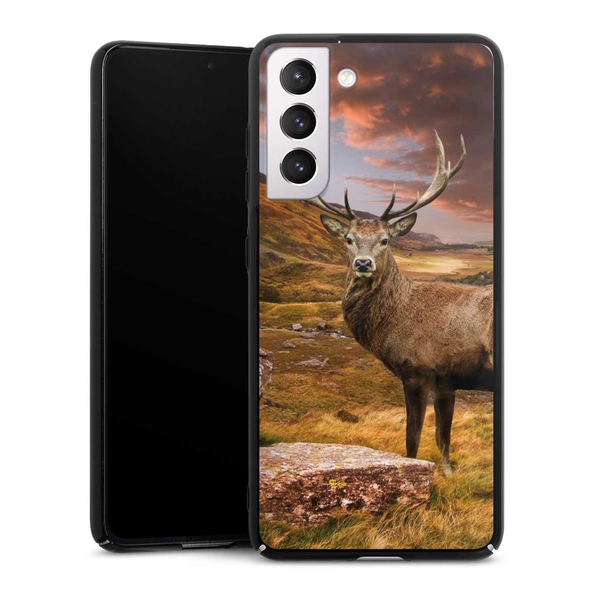 Galaxy S21 FE 5G Handy Hard Case Schutzhülle schwarz Smartphone Backcover Meadow Mountain Deer Hard Case