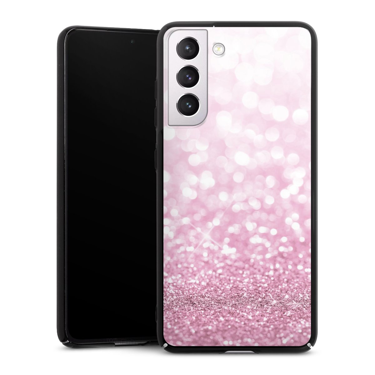 Galaxy S21 FE 5G Handy Hard Case Schutzhülle schwarz Smartphone Backcover Glitzer Pink Shine Hard Case