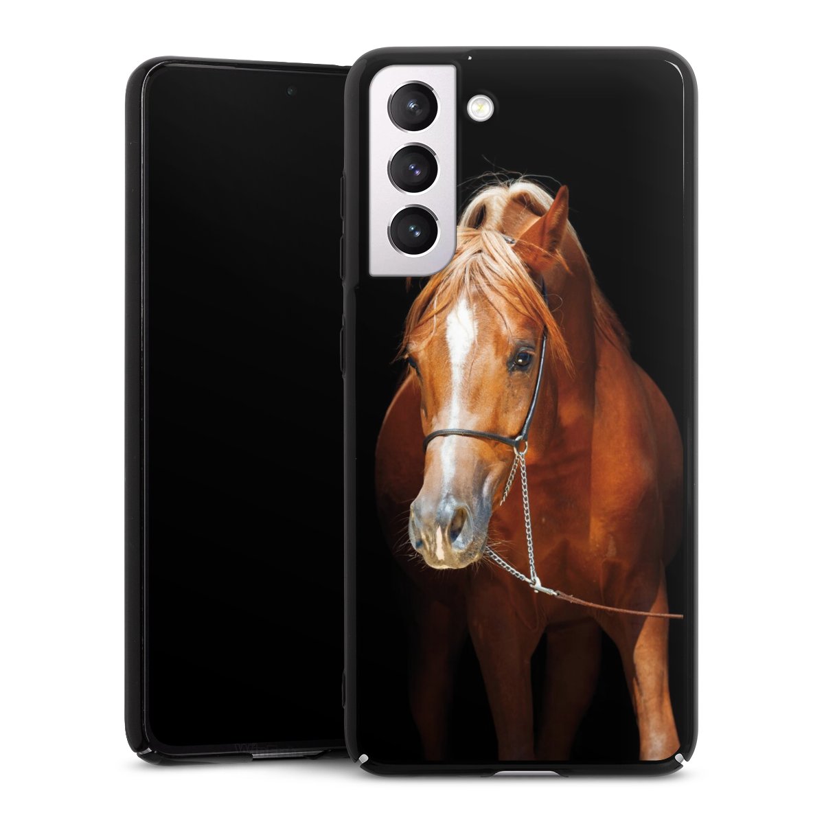 Galaxy S21 FE 5G Handy Hard Case Schutzhülle schwarz Smartphone Backcover Mare Horse Hobby Hard Case