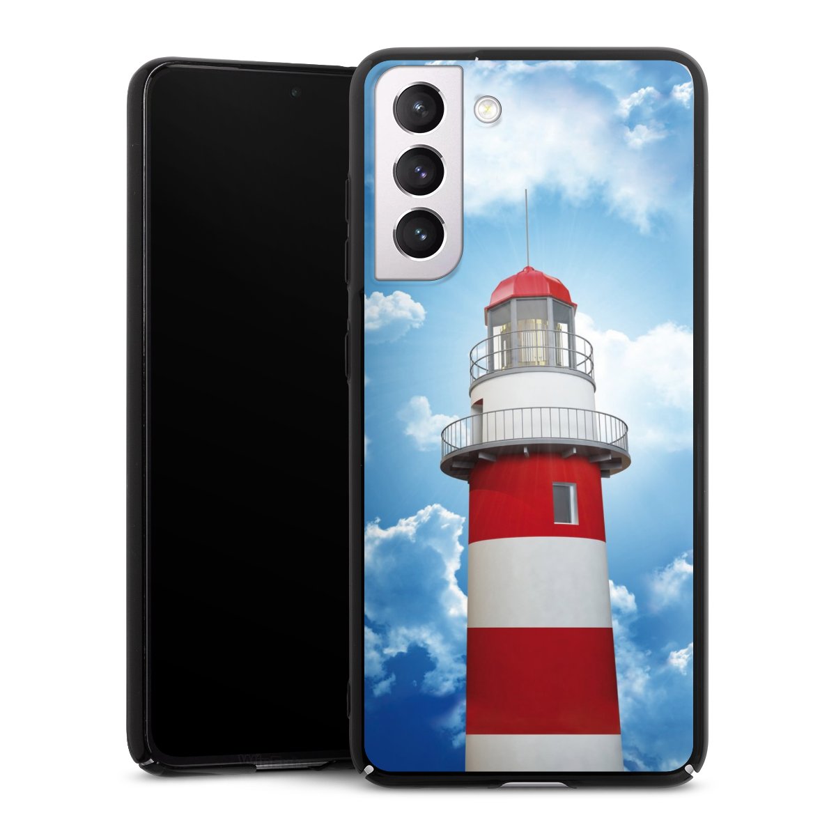 Galaxy S21 FE 5G Handy Hard Case Schutzhülle schwarz Smartphone Backcover Lighthouse Sky Cloud Hard Case