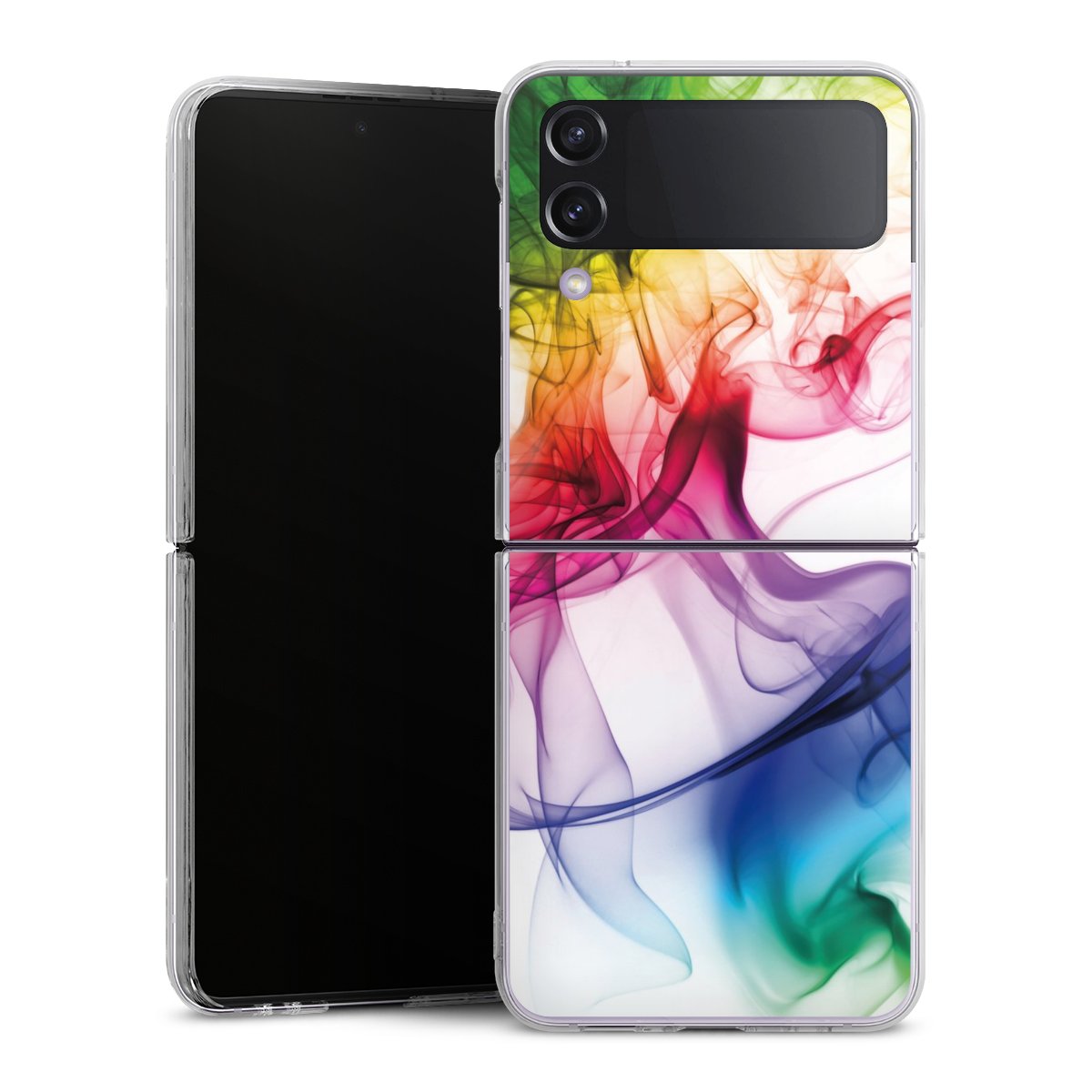 Galaxy Z Flip 4 Handy Hard Case Schutzhülle transparent Smartphone Handy Hülle Water Colour Rainbow Hard Case