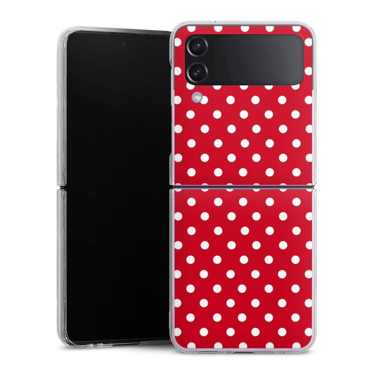 Galaxy Z Flip 4 Handy Hard Case Schutzhülle transparent Smartphone Handy Hülle Points Polka Dots Retro Hard Case