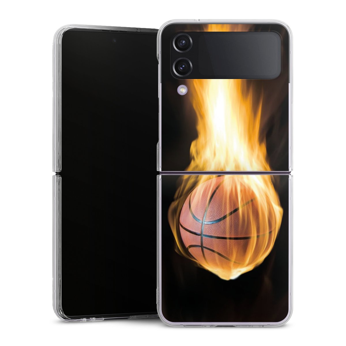 Galaxy Z Flip 4 Handy Hard Case Schutzhülle transparent Smartphone Handy Hülle Basketball Sports Fire Hard Case