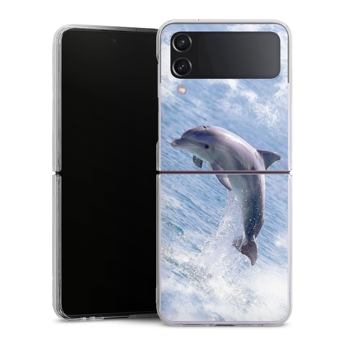 Galaxy Z Flip 4 Handy Hard Case Schutzhülle transparent Smartphone Handy Hülle Dolphin Ocean Wale Hard Case