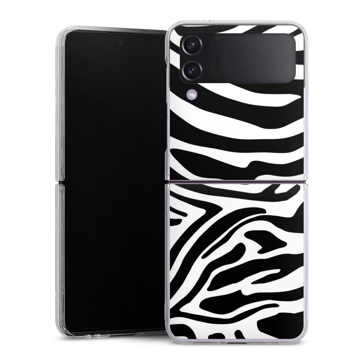 Galaxy Z Flip 4 Handy Hard Case Schutzhülle transparent Smartphone Handy Hülle Zebra Animal Look Animal Print Hard Case