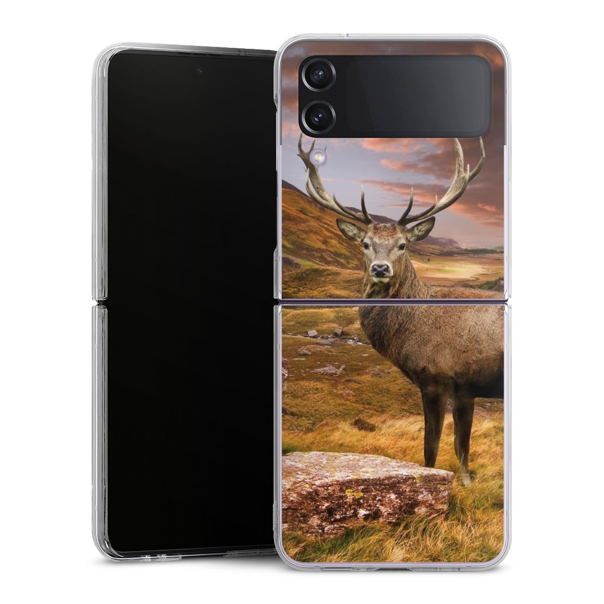 Galaxy Z Flip 4 Handy Hard Case Schutzhülle transparent Smartphone Handy Hülle Meadow Mountain Deer Hard Case