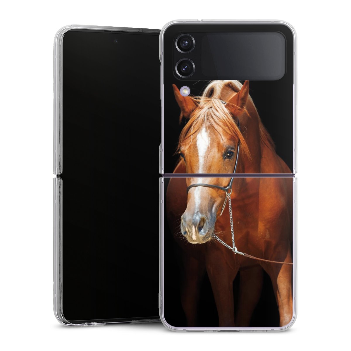 Galaxy Z Flip 4 Handy Hard Case Schutzhülle transparent Smartphone Handy Hülle Mare Horse Hobby Hard Case